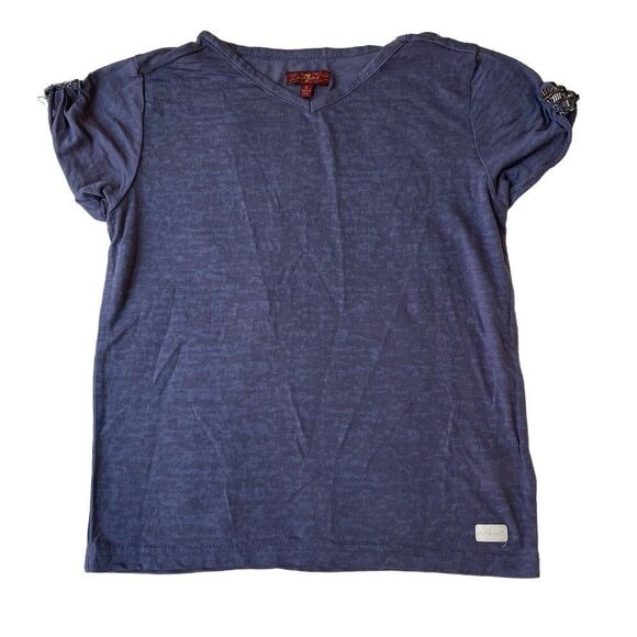 7 For All Mankind Purple Sheer T-Shirt - Girls S - Picture 1 of 6